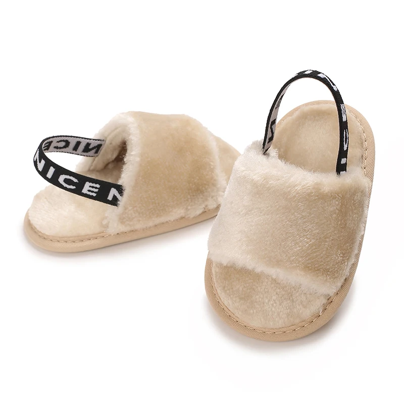 HAIZHIW NEW Winter Baby Slippers Fluffy Baby Boy Girl Sandals Cute Plush Soft Non-slip Sole Toddler First Toddler Shoes casual shoes