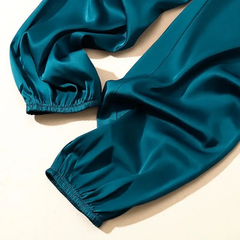 Ice Silk Triacetate Ankle Length Loose Pencil Pants Women 2025 Summer Thin Casual Harem Silk Pants Satin Pants Breathable