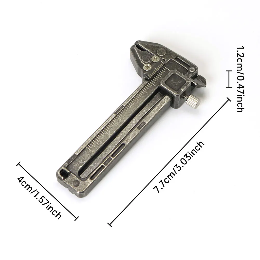 1Pc The Pocket Sized Outdoor EDC Tool Portable Multifunctional Caliper Mini Tool for High-precision Measurement Hanging Keychain