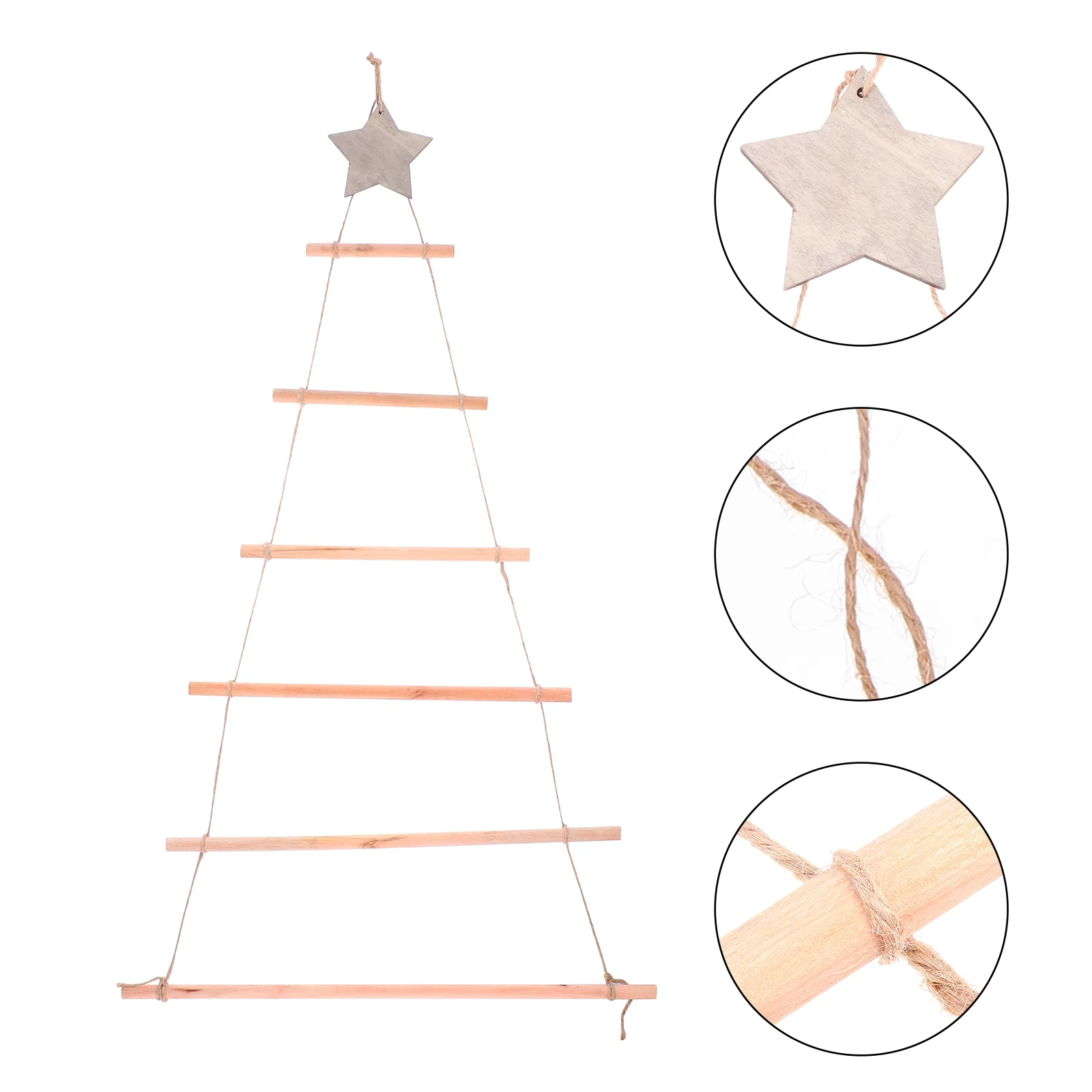 

Wooden Ladder Christmas Tree Wall Hanging Child Fireplace Banner Rope Corner Shelf