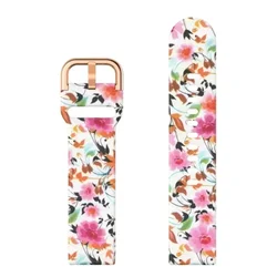 Silicone Sport Strap Bracelet - Multi-Size Adjustable Fitness Band for 22mm watchband (6 Birds and Flowers)