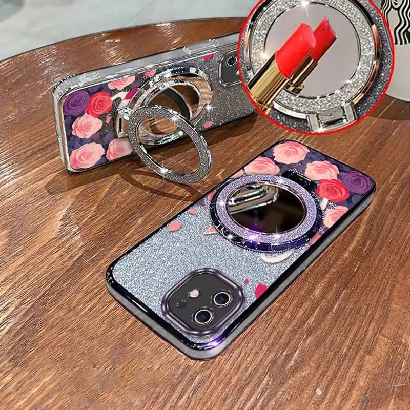Elegant Pink Rose Phone Case Set with Lanyard and Stand (3-piece)