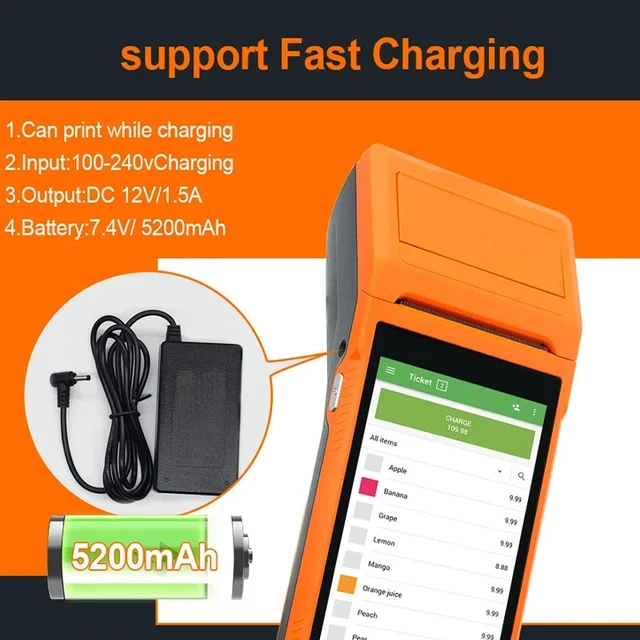 Q1/Q2/Q3Pro Handheld PDA 4G Android 8.1 POS Machines Portable Electronic Ticket Printer Receipt All In One Handheld Business 3
