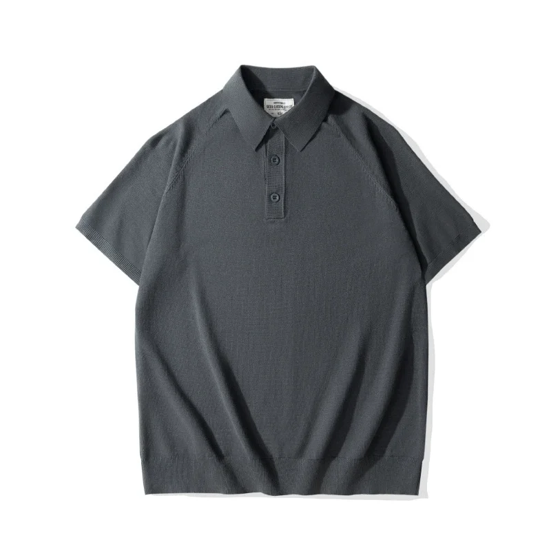 Ice Silk Cool Summer OKONKWO Italian Short Sleeve Knitted Shirt Amikhaki Flip Collar Ice Silk T-shirt Outdoor Trekking Workwear