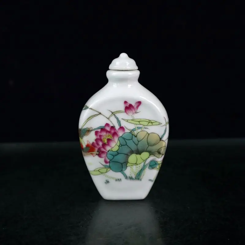 

Exquisite Mandarin Duck Pattern Pastel Snuff Bottle Home Crafts Size 8X5cm