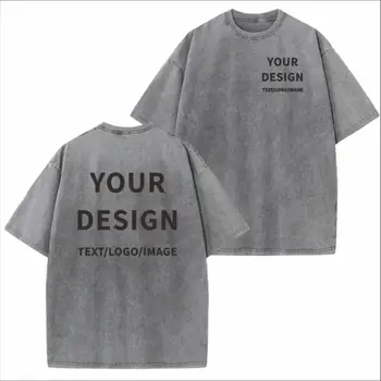 100% Cotton T-shirt, Free Customization of Your Own Logo, Urban Trend Retro Short-sleeved T-shirt, European and American Size T-