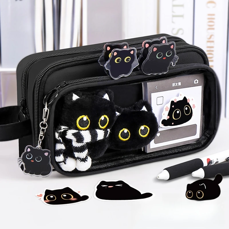 الإبداعية وشاح هريرة مقلمة قابلة للإزالة عالية القيمة سعة كبيرة القرطاسية مقلمة قلم رصاص لطيف للطلاب