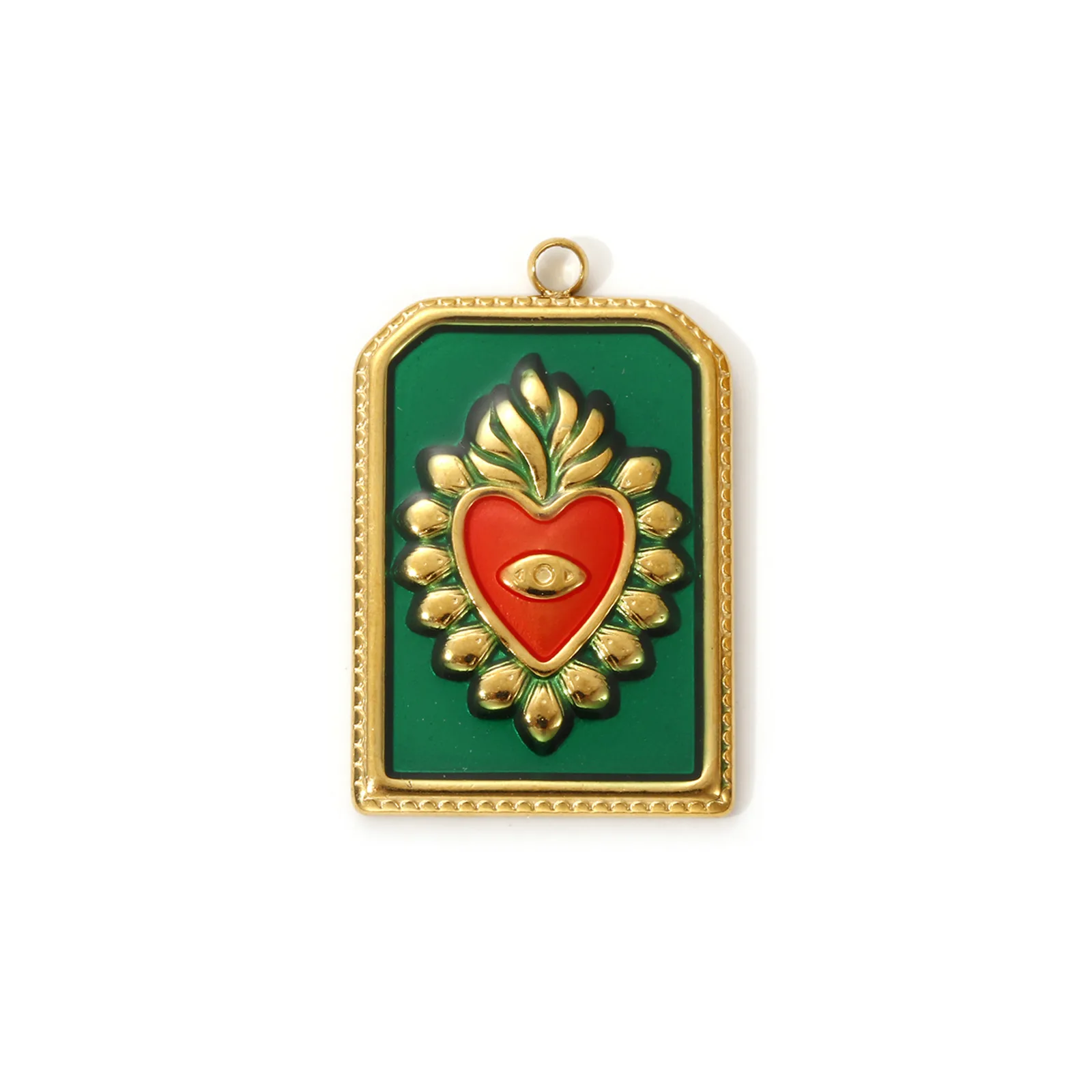 2 Stück 304 Edelstahl Charms 18 Karat echtes Gold vergoldet mehrfarbige Emaille Blume Ex Voto Herz Anhänger für DIY Halskette Herstellung – Detail 7