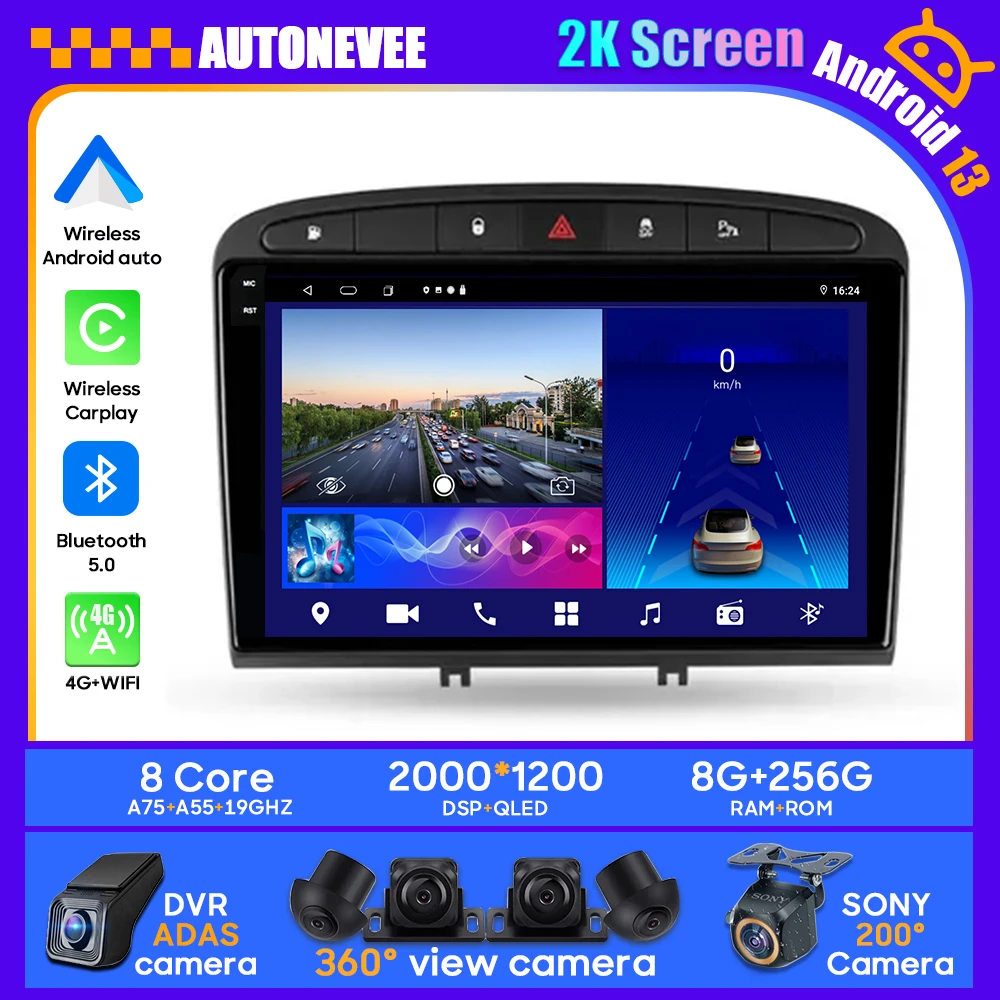 

Android 13 Car Radio Player For Peugeot 408 1 2012 - 2020 For Peugeot 308 1 T7 2007 - 2015 Wireless Android Auto Touch Screen 4G