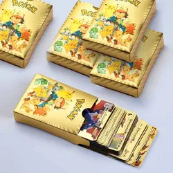 Cartes Pokemon en métal doux, 54 pièces, or argent, jeu anglais Vmax Gx Charizard, Collection, boîtes Pikachu, jouet pour garçons 
