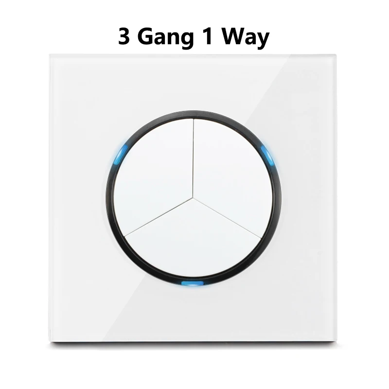 Rewnssin Light Switches and Sockets All Series Glass White Modern Style Random Click Push Button ON OFF EU Outlet Cat5e Socket double light switch Wall Switches