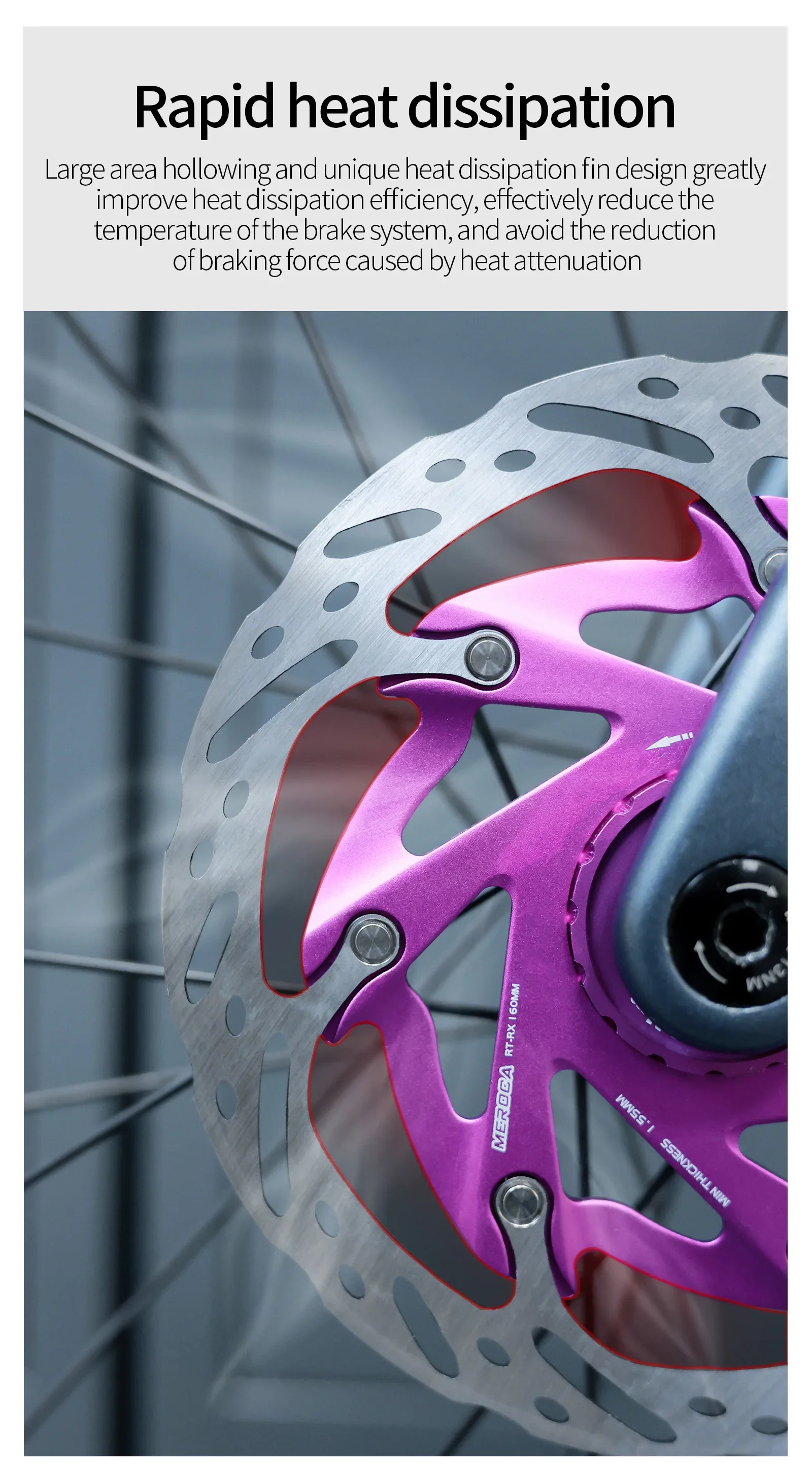 MEROCA XR Ultraleichter Fahrrad-Mittelsperrrotor 140 mm/160 mm für Mountainbike und Rennrad-Scheibenbremse mit Wärmeableitung – Detail 5