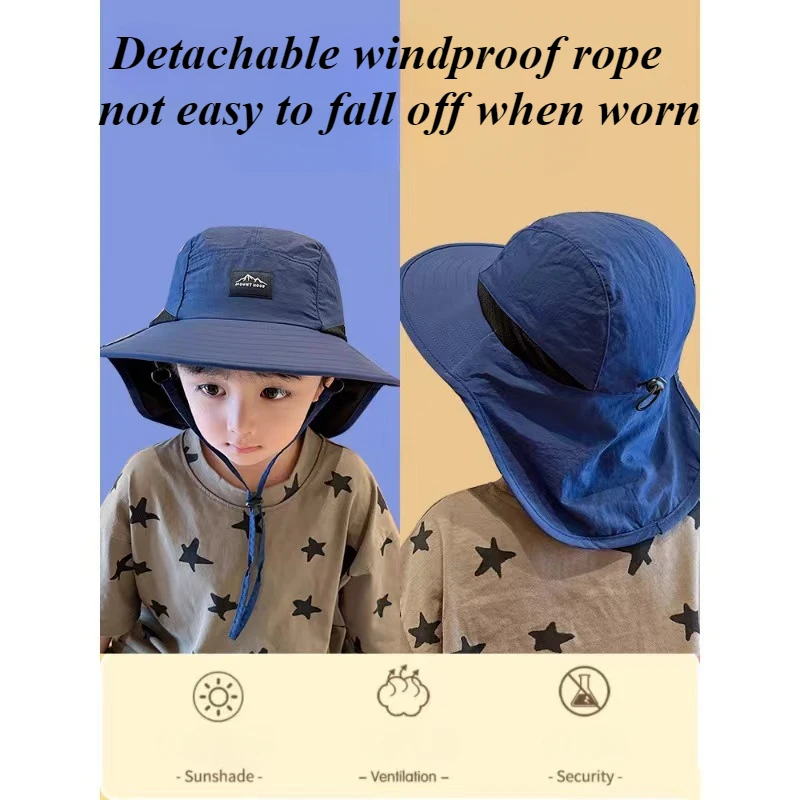 Sun Hats Unisex Summer Wide Brim Waterproof Quick-drying Panama Caps Outdoor Visor Bucket Hats Mesh Breathable with Neck Flap