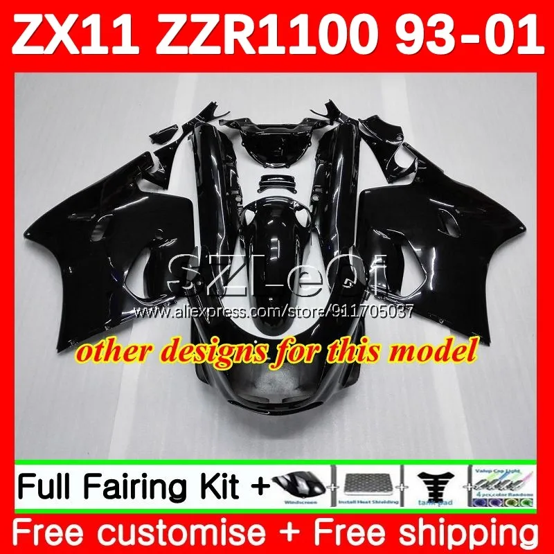 Gloss Silver Zx-11 R For Kawasaki Ninja Zzr 1100 Zx 11r Zx11 R Zx-11r  Zzr1100 Zx11r 93 94 95 96 97 98 99 00 01 Fairing 114lq.15 - Full Fairing  Kits - 