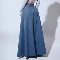 Denim Skirts Women Long Skirt A Line Single Breasted High Waist Jeans Vintage Maxi Simple Casual Elegant Splice Y2k Streetwear - Image 4