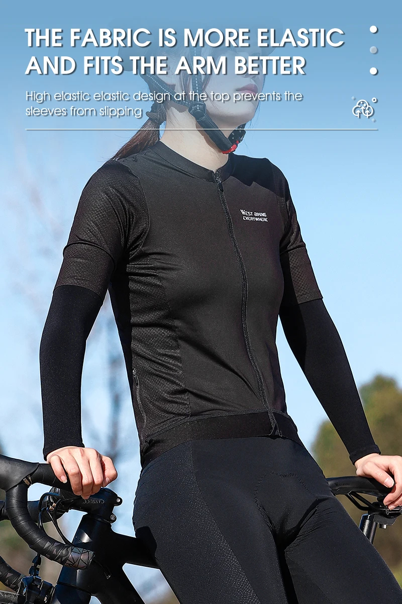 WEST BIKING Armstulpen aus Eisgewebe, atmungsaktiv, schnell trocknend, zum Laufen, Sportbekleidung, Sonnenschutz, UV-Schutz, lange Armabdeckung, Radfahren, Armstulpen – Detail 7