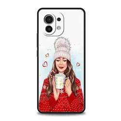 Festive Girls Art Coffee Phone Case - Christmas Edition for Xiaomi 12 (A5)
