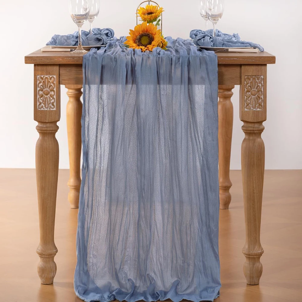 Lavender Boho Rustic Cheesecloth Table Runner for Events and Decorations