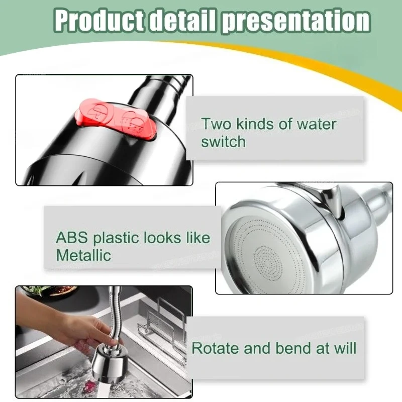 360 Degree Rotatable Faucet Extender Water Saving for Kitchen & Bathroom