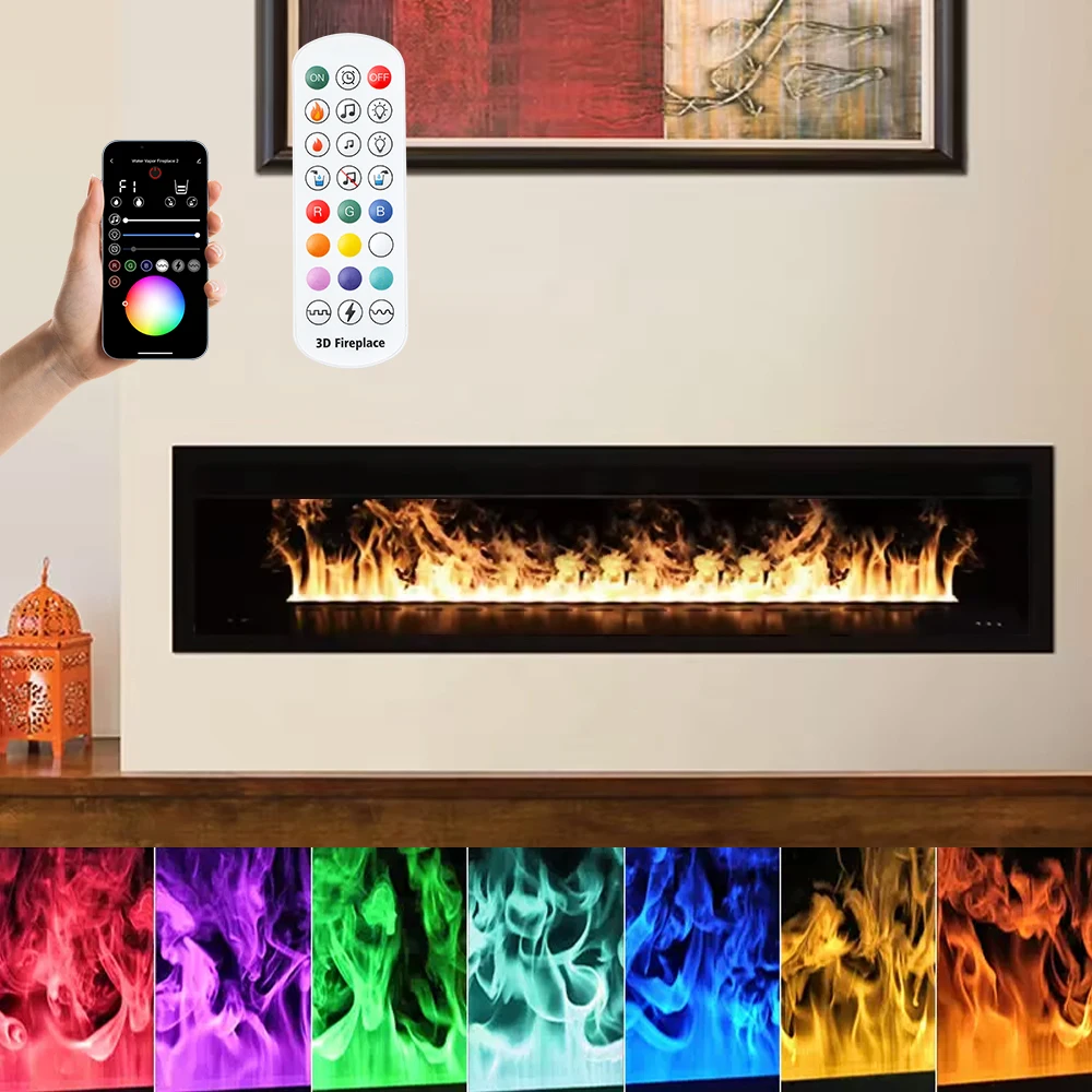 

2024 new atomized fireplace embedded simulation false flame living room fireplace TV cabinet humidifier fireplace