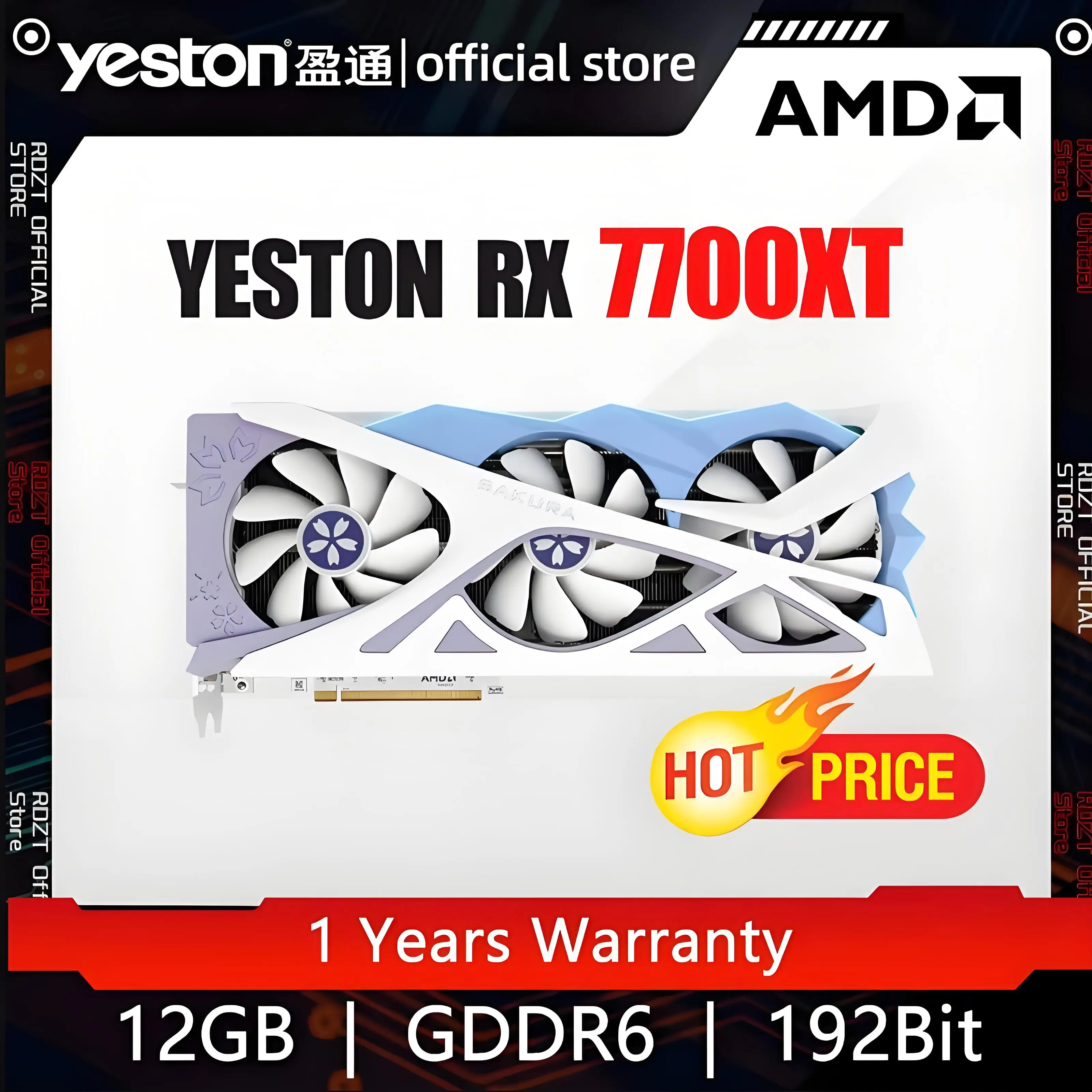 【新品未開封】Yeston Sakura RX7700XT Buy & Get $20 Gift Card)Yeston Sakura Radeon RX 7700 XT 12G