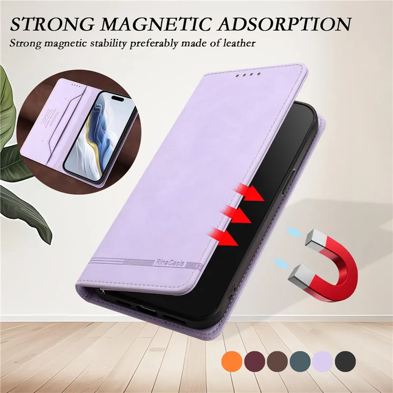 Vintage Leather Anti-Theft Wallet Flip Case with Magnetic Hasp and Card Slot