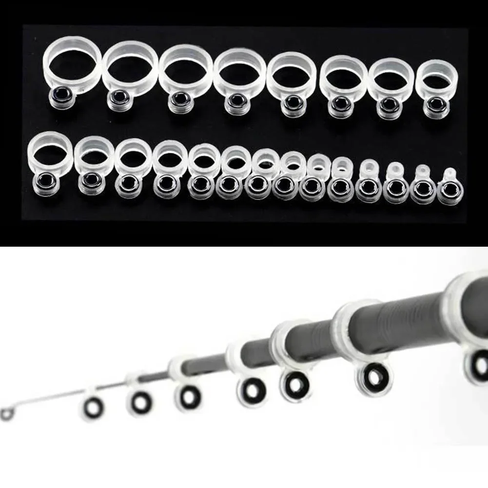 Silicone Fishing Rod Guide Wire Ceramic Ring Tip Repair Kit Line Guides 22/14Pc Fishing Boat At Sea Beach Maritime Rock