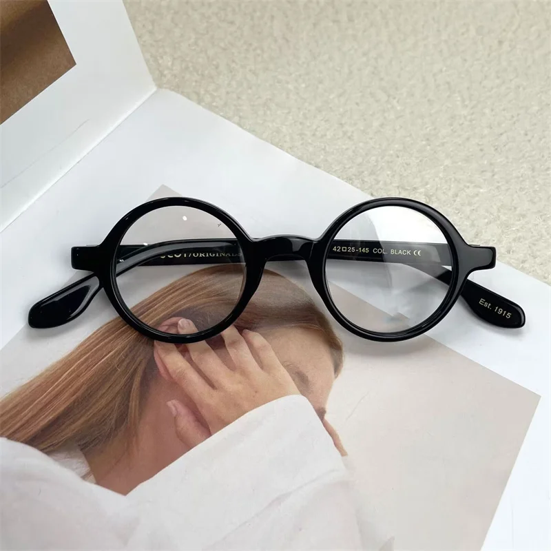 

Brand Retro Round Frame ZOLMAN Original quality Acetate Glasses Men Women Vintage Eyeglasses Clear Lens Small Face Eyewear