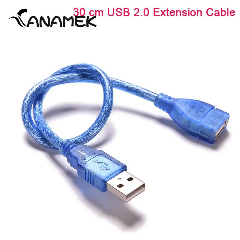 

1 шт. 30 см USB 2,0 Удлинительный кабель USB 2,0 штекер-USB 2,0 гнездо Удлинительный кабель для синхронизации данных кабель с защитой от помех синий