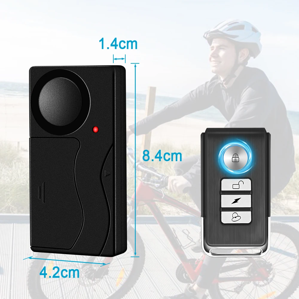 Anchtek 110db Loud Wireless Vibration Alarm with Remote Control Anti-Theft Motorcycle Bike Vehicle Security