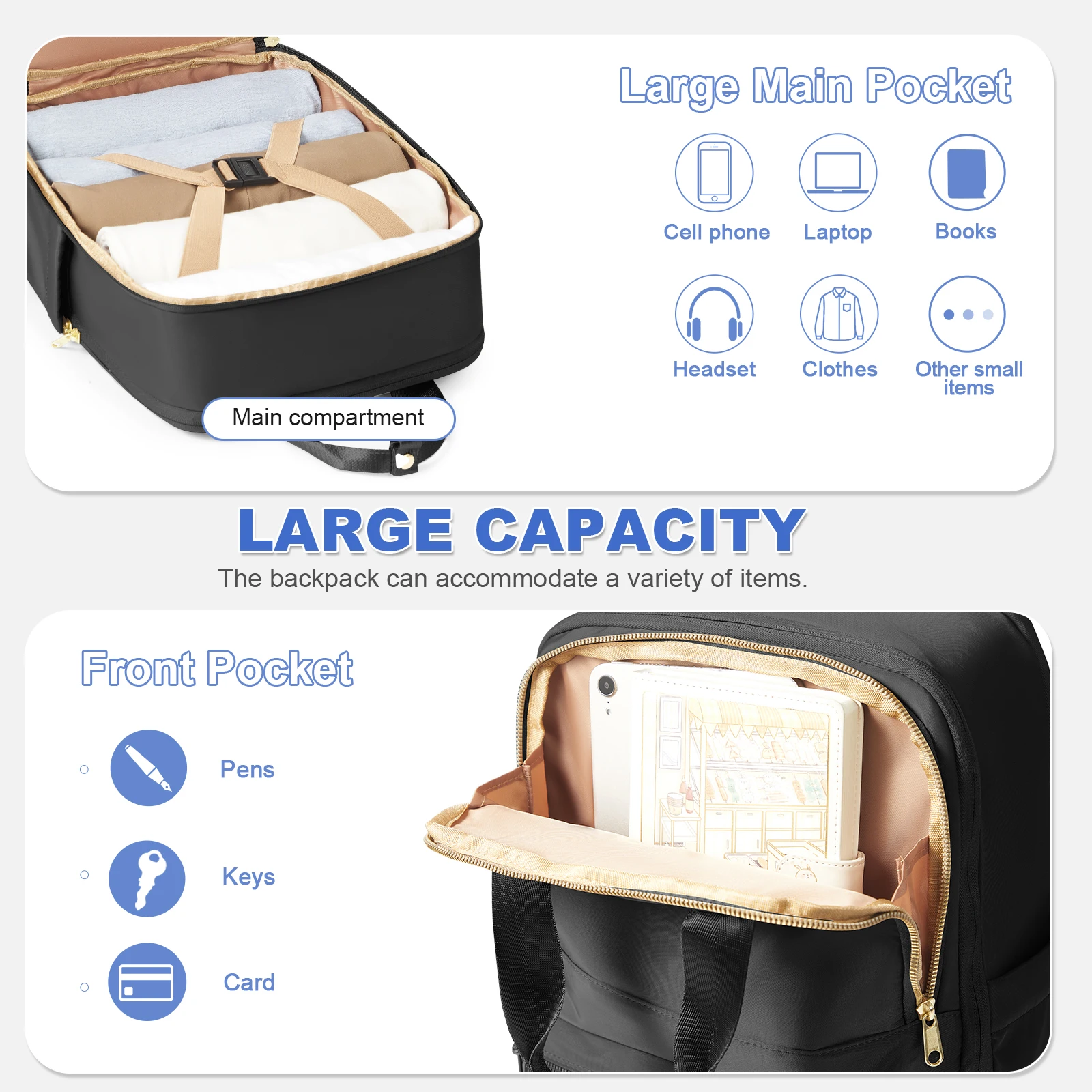 Ryanair 40x30x20 Travel Backpack, Double-Shoulder Bag, Fashionable Schoolbag, Girl College Backpack, Women's Executive Backpack