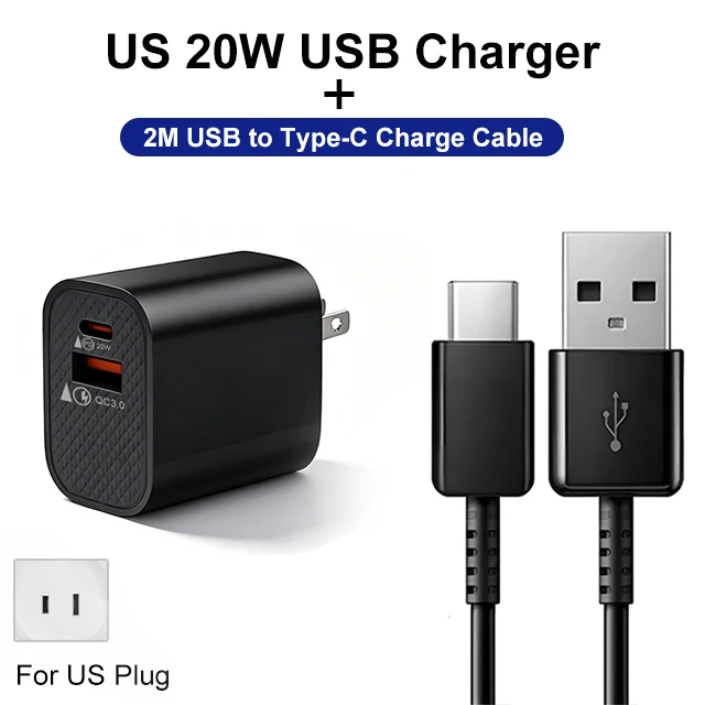 PD 20W USB Fast Charger with Type C Fast Charging Data Cable