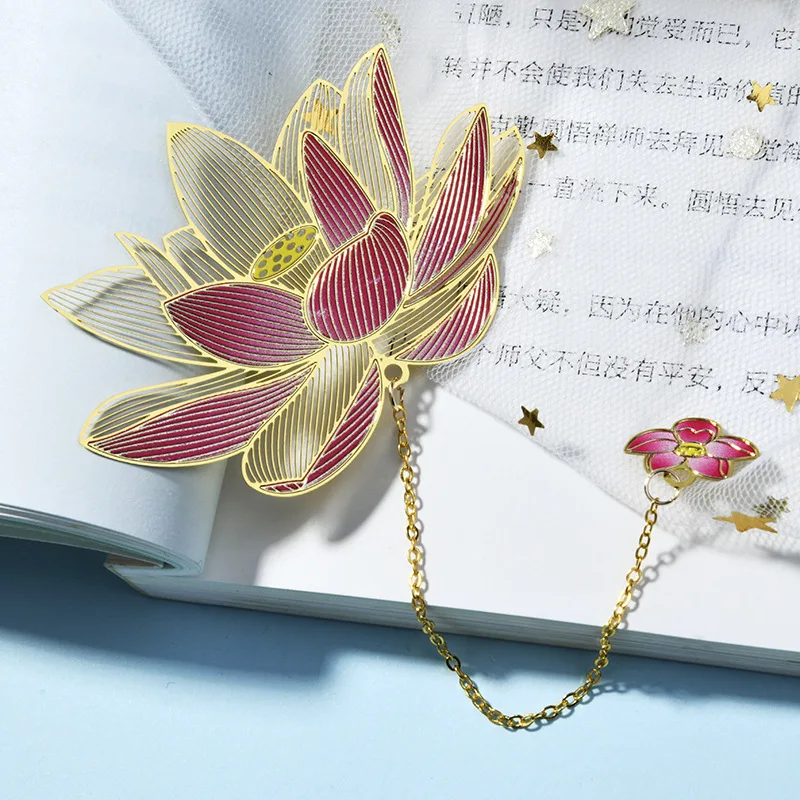 Vintage Gold Color Maple Leaf Lotus Metal Bookmark For Student Book Holder Binder Index Divider Reader Stationery Office School
