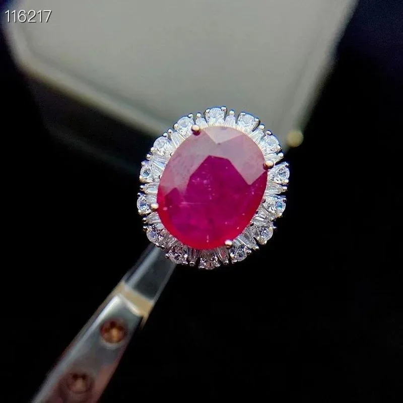 100% Natural Ruby Rings Fashion 925 Sterling Silver Ruby Wedding Rings ...