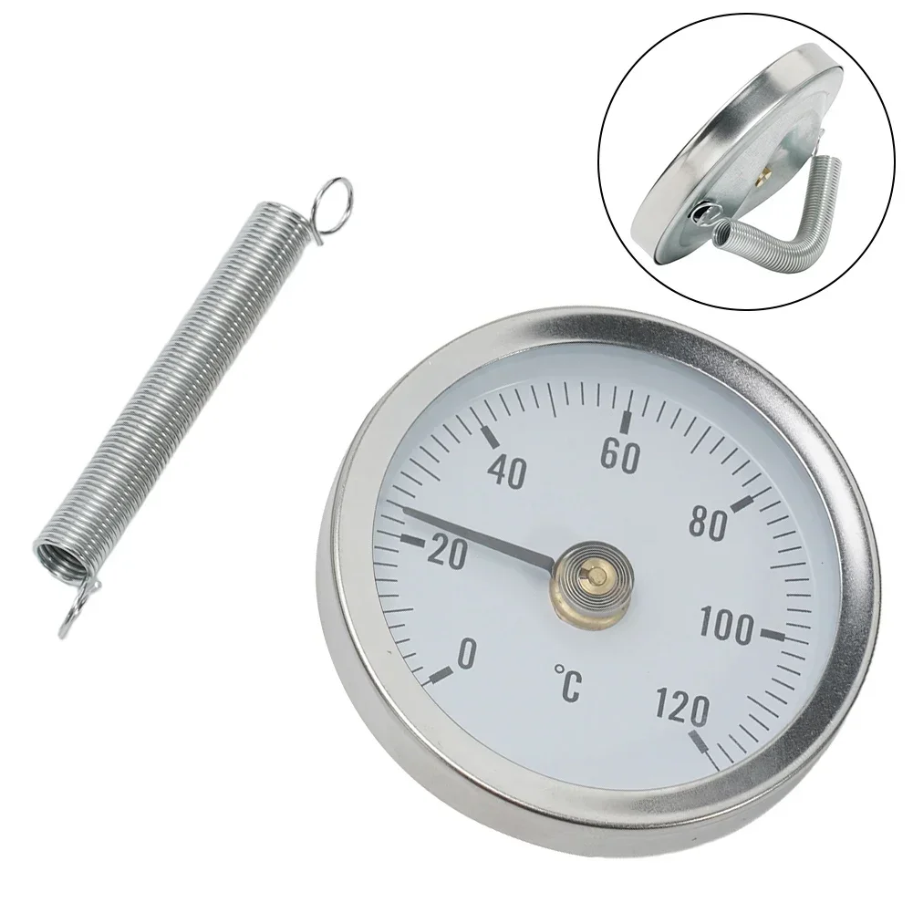 Thermometer 0-120&deg;C Hot Water Pipe Stainless Steel Clamp-On Tube Thermometer Chimney Pipe Oven Barbecue Dial Temperature Gauge