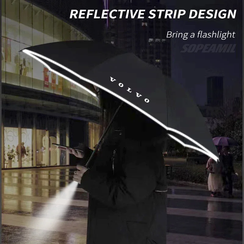 Volvo XC40 XC60 XC70 XC90 V40 V60 V70 V90 S40 S60 S80 S90 C30 C70 Car Led Light Umbrella Automatic Folding Sunshade Accessories