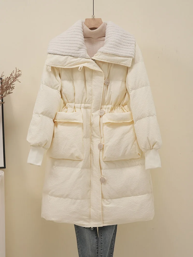 

2023 Mid-length over-the-knee loose thickened waist down coat Winter