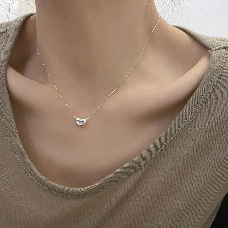 Designer Necklace For Women Luxury Sterling Silver 925 heart Couple Pendant Valentines Day Fine Jewelry And Accessory