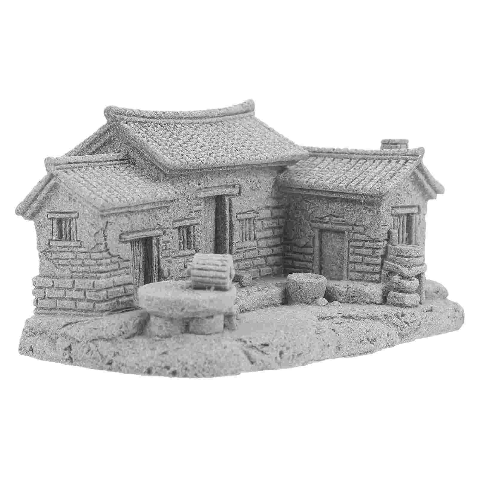 

Mini Imitation Chinese Style House Home Decor Household Bonsai Decoration Bluestone Powder Miniature Vintage