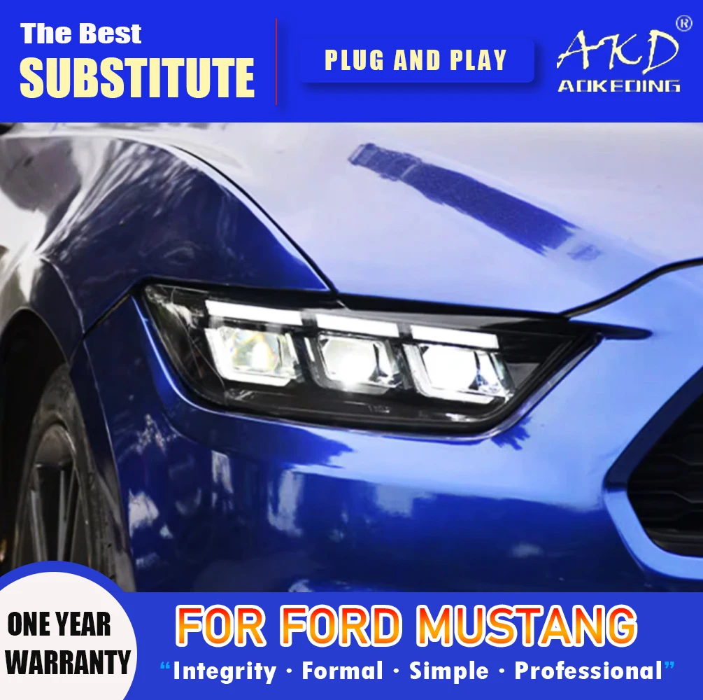 

AKD Head Lamp for Ford Mustang LED Headlight 2015-2017 Headlights Mustang DRL Turn Signal High Beam Angel Eye Projector Lens