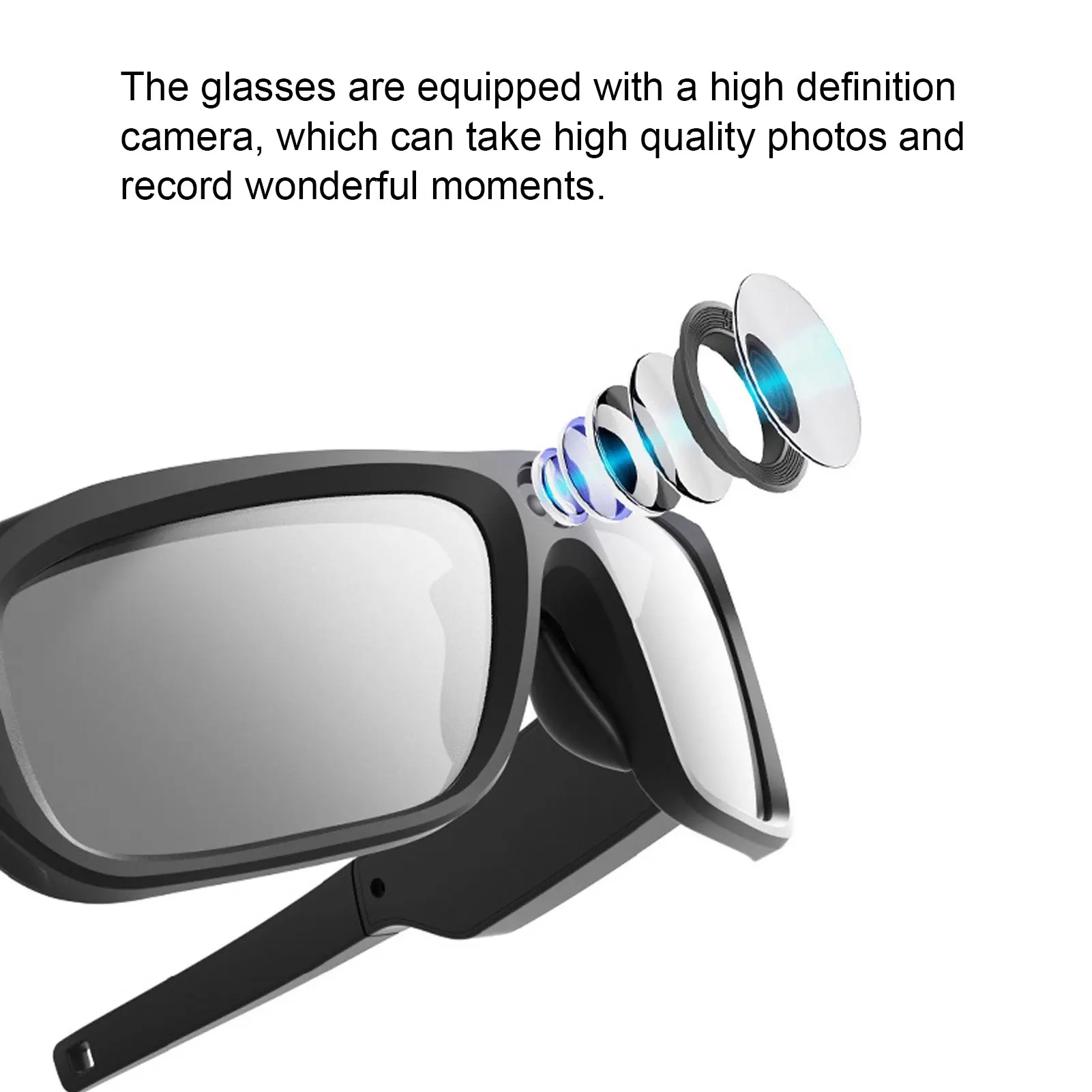 Camera Glasses 4K HD Smart Video Recording Sunglasses with 4 Pairs of Lenses for Hiking Cycling Riding Video Camera Sunglasses 4