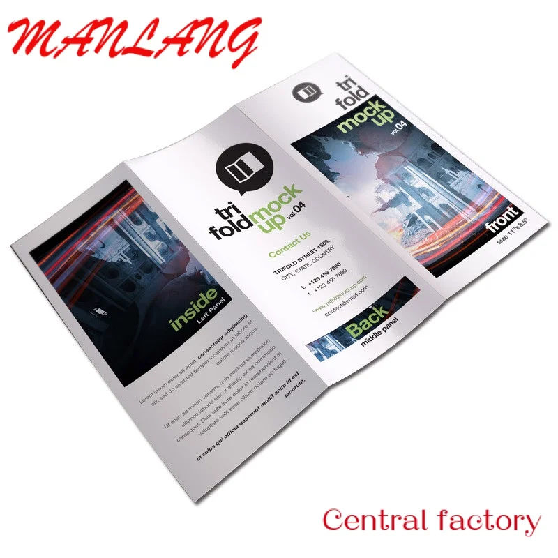 Custom  Fold Flyers Printing Service Custom Size Gloss Single Sided Laminated Full Color Flyer Leaflet Manual Printing