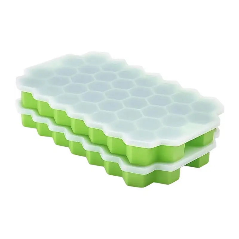 

Creative 37 Cavity Honeycomb Ice Cube Maker Reusable Trays Silicone Ice Cube Mold BPA Free Ice Mould with Removable Lids