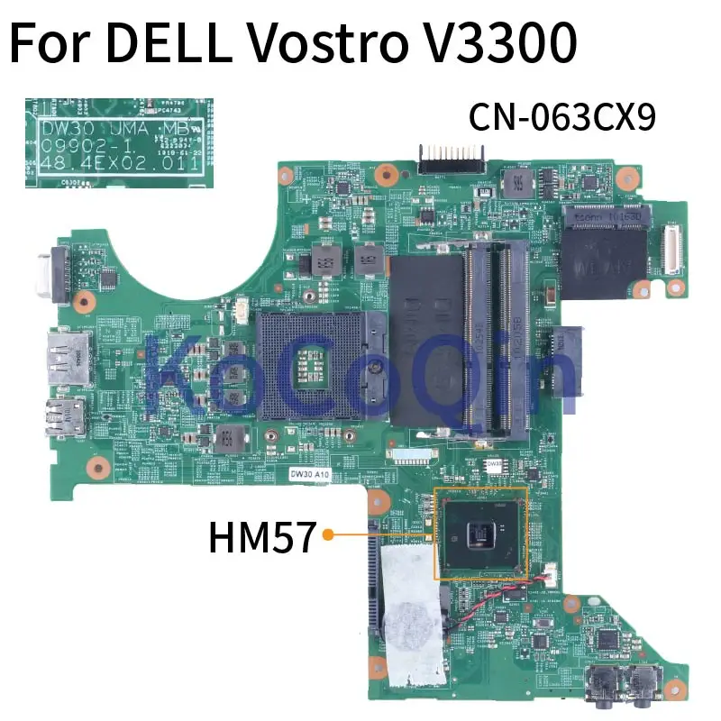 para Dell Vostro V3300 Computador Portátil Mainboard 063cx9 099021 Hm57 Ddr3 Placa-mãe - Imagem 2