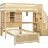 Twin Loft Bed.Twin Over Twin Bunk Beds with Stairs & Desk, Solid Wood Loft Bunk Bed with Storage Stairs Shelves and Drawers, 6