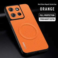 Luxury Car Magnetic Holder Shockproof Phone Case - TPU Silicone Back Cover - Moto S50 (Orange)