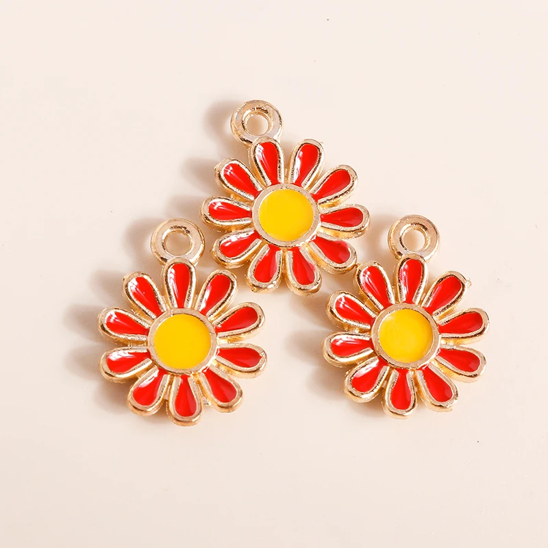 Duarte 20 Teile/los Mix Rote Emaille Blume Charms Anhänger für Schmuck Machen Tropfen Ohrringe Halsketten Armbänder Zubehör DIY Geschenk – Detail 22