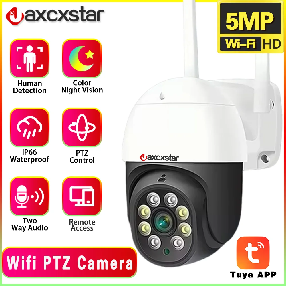 Tuya Smart Life 5MP Security Camera WIFI Outdoor PTZ Speed Dome Wireless IP Camera CCTV Pan Tilt IR Network Surveillance P2P CAM