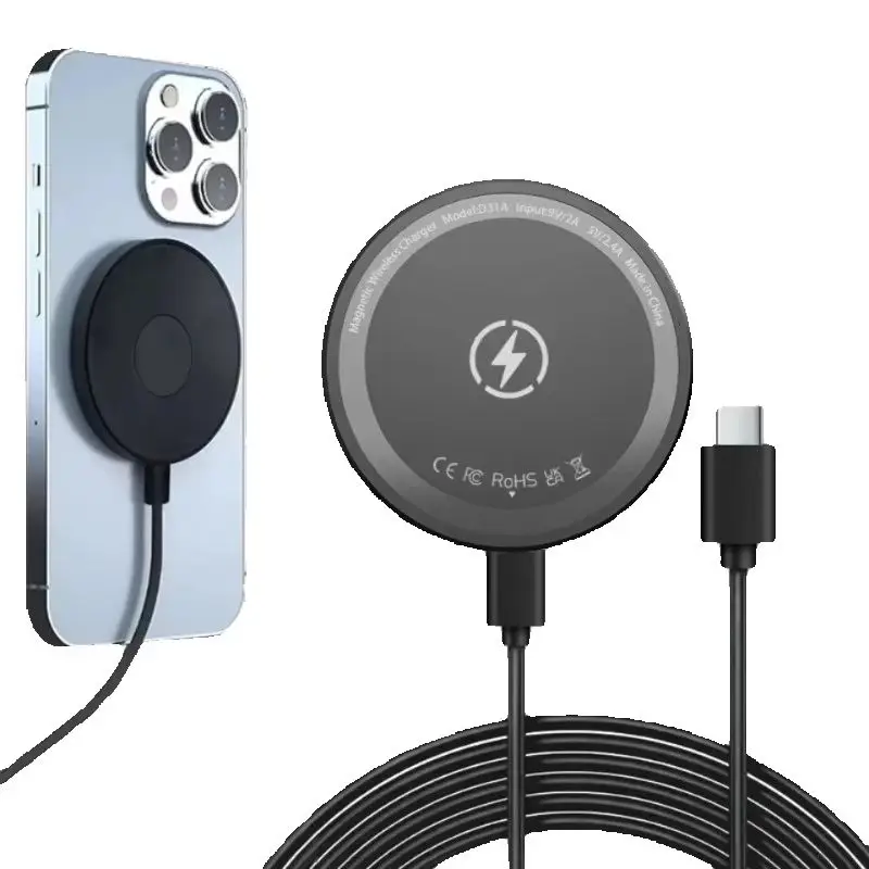 Magnetisches kabelloses Ladegerät: Schnelles Ladepad USB-C, kompatibel mit MagSafe für iPhone 17, 16, 15, 14, 13 Pro Max Serie Smartphones