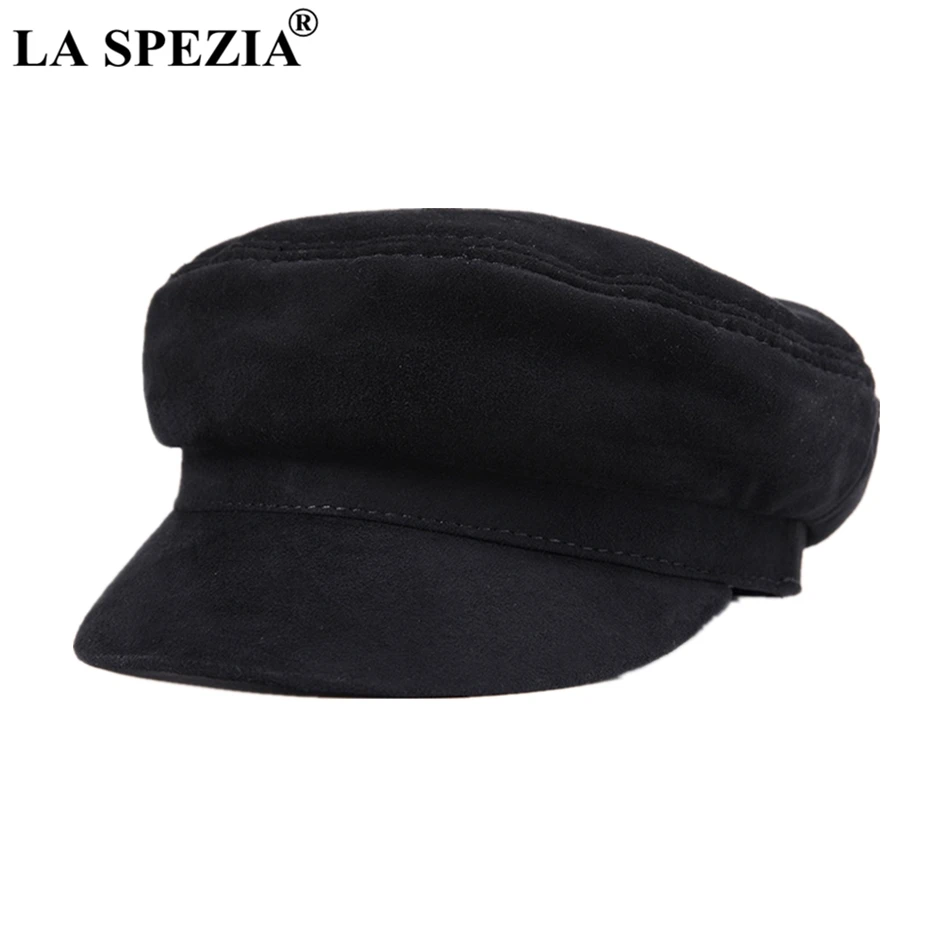 Genuine Leather Cap Men Newsboy Military Hats Vintage Women Brand Caps Black Classic Flat Hats Luxury Italian Brand LA SPEZIA